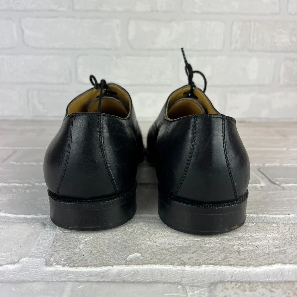 Mario Fagni Oxford Dress Shoes Mens 8.5 Black Leather Cap Toe Classic Lace Italy